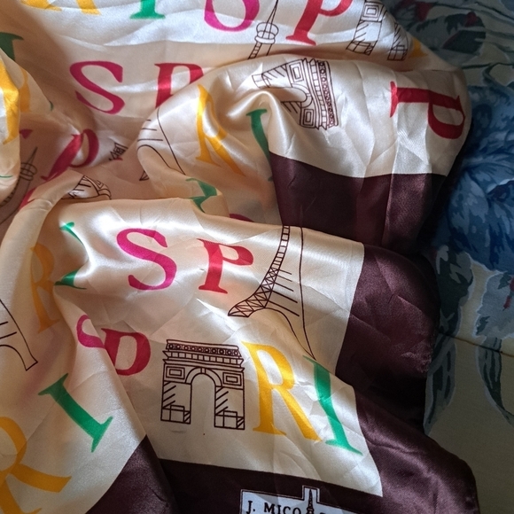 J. MICO SANCHO GRAPHIC PARIS all over monogram eiffel tower colorful scarf 35x35 - Picture 3 of 8